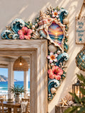 🌊 Coastal Seashell Wooden Door Frame Decor