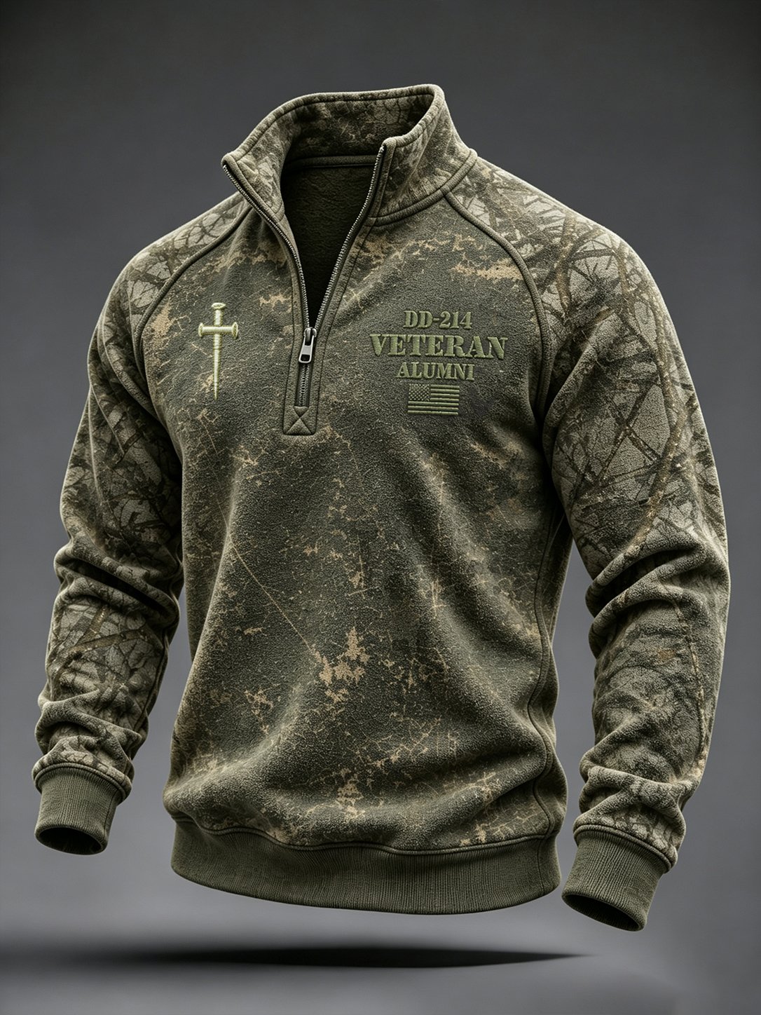 Men's US Veteran Camo Zip-Up Hoodie