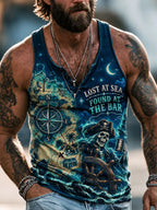 Pirate Skull Treasure Map “Lost at Sea, Found at the Bar” Men’s Sleeveless Tank Top