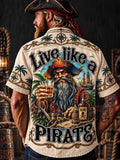 Men’s Vintage  "LOST AT SEA " Old Salt Pirate Short Sleeve Shirt
