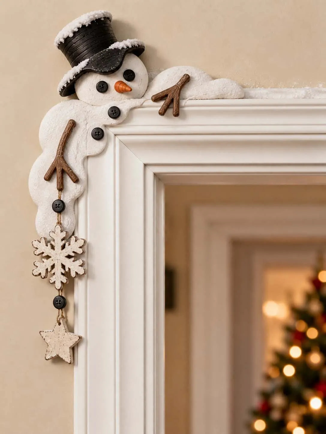 ❄️ Melted Snowman & Snowflake Dangle Door Corner Topper ⛄