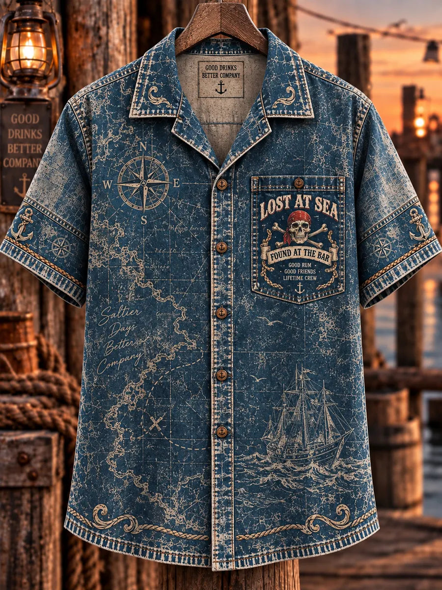 Men’s Vintage Old Salt Pirate Short Sleeve Shirt