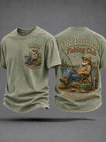 Men's Funny Old Bastards Fishing Club Lifetime Member Print Casual Tee