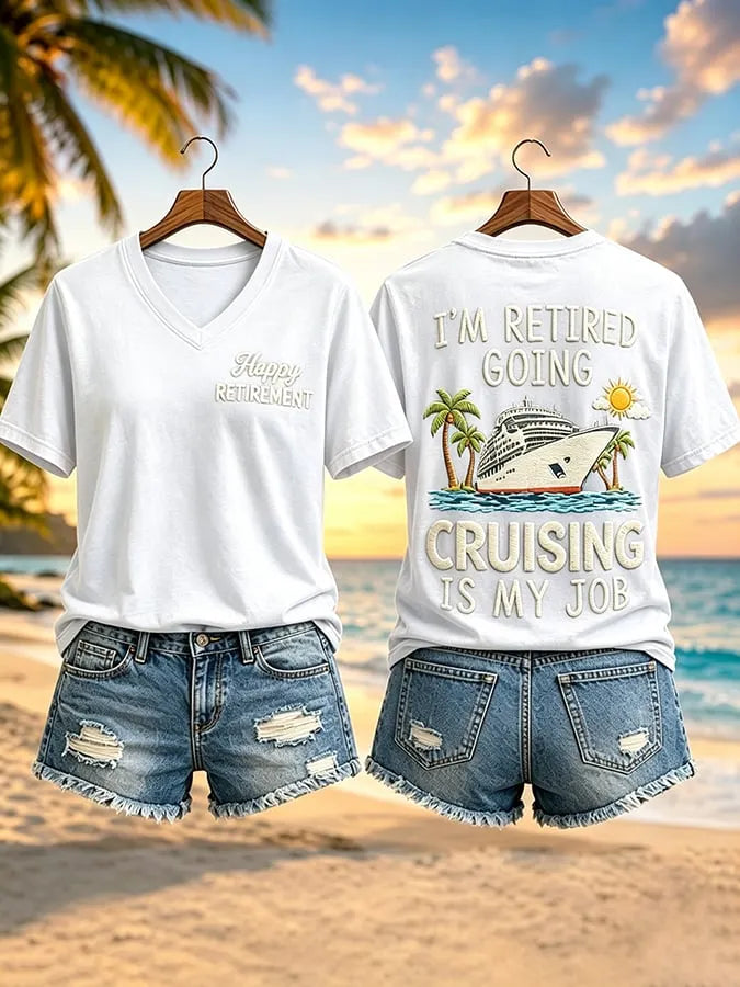 Women's Vacation Retirement Print  T-Shirt