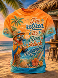 Men's "I'm Retired, It's Five o'clock Everywhere Now" Parrot Print Casual T-shirt