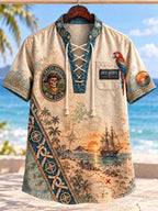 Pirate Rum Club Lace-Up Short Sleeve Shirt