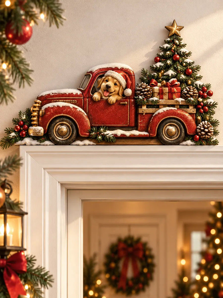Christmas Truck Door Topper – Puppy & Tree Holiday Decor