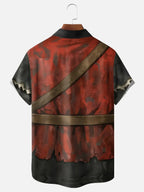 Moisture-Wicking  Fun Pirate Chest Pocket Hawaiian Shirt