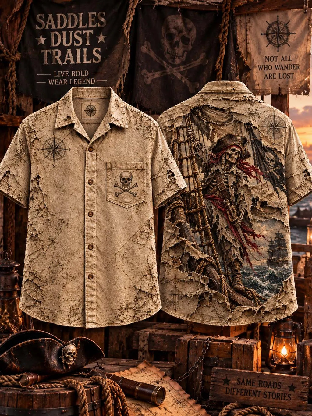 ⚓ Ghost Pirate's Climb To the Crow's Nest Short Sleeve Shirt 🏴‍☠️