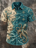 "Kraken's Territory" Nautical Map & Octopus Denim Shirt🌊