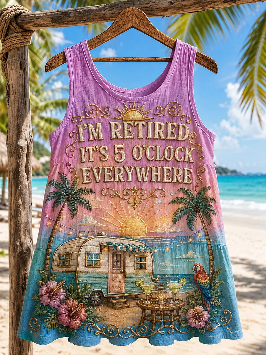 I’m Retired It’s 5 O’Clock Everywhere Beach Camper Women’s Tank Top