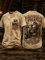 Men’s Vintage “Retired Pirate – Full-Time Treasure Hunter” Graphic T-Shirt