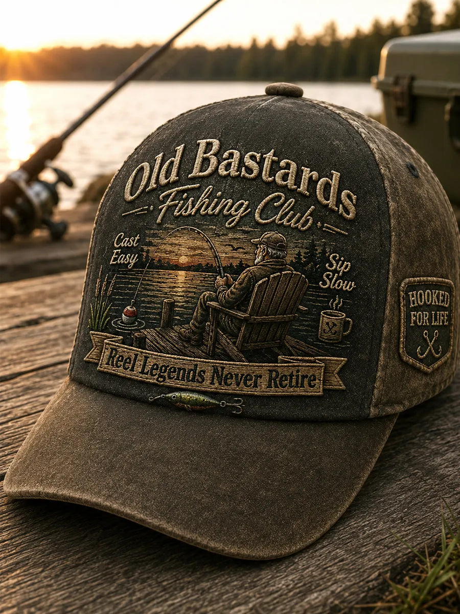 Unisex Funny Old Bastards Fishing Club Lifetime Member Print Hat