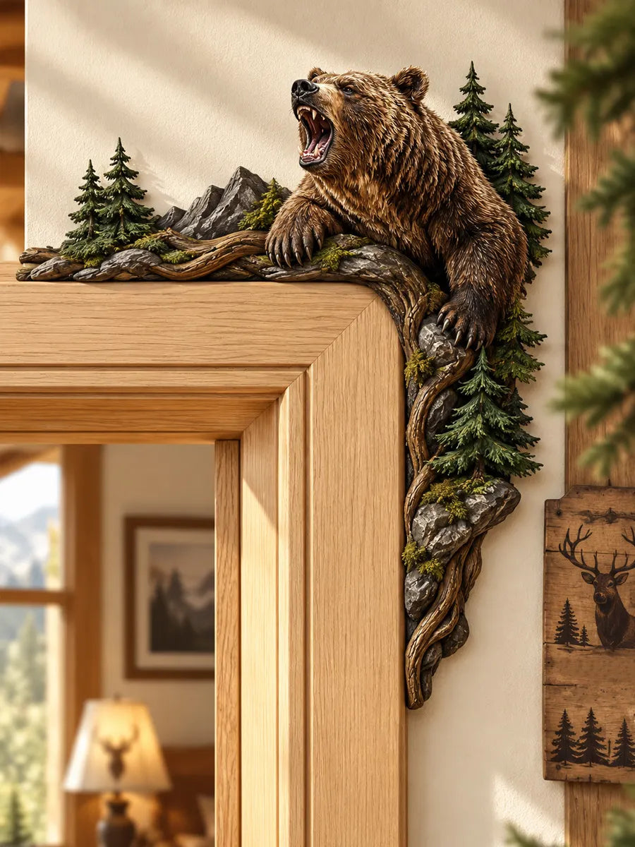 Rustic Bear Wooden Door Topper