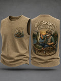 Men's Funny Old Bastards Fishing Club Lifetime Member Print Casual Tank Top