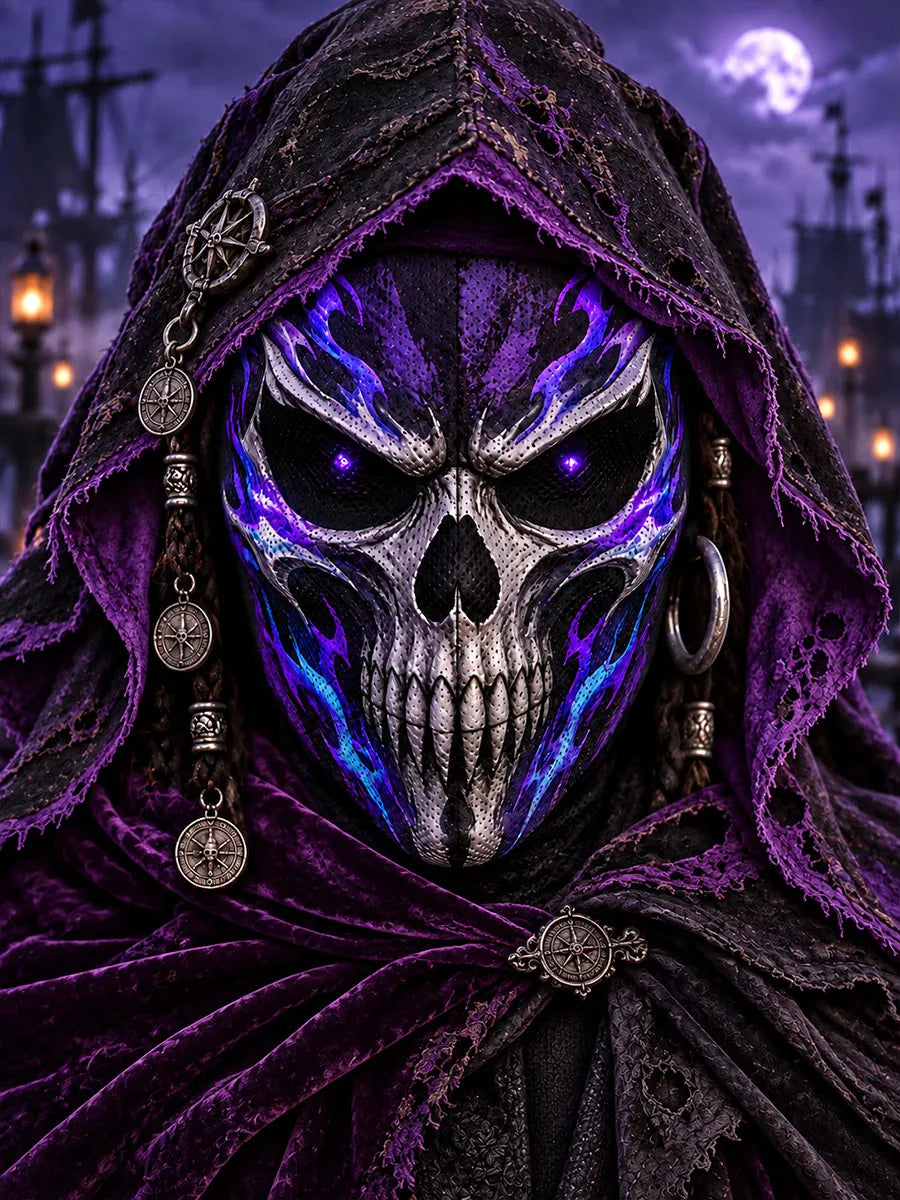 Neon Phantom Skull Full-Face Mask