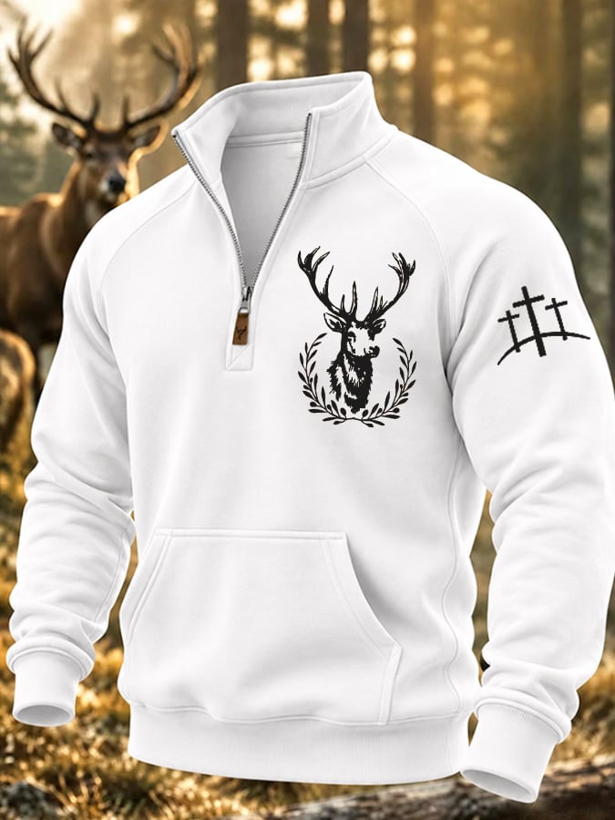 Men's Vintage Traditional Reindeer Pattern Western Sweatshirt