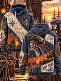 Pirate Captain Nautical Map Patchwork Hoodie