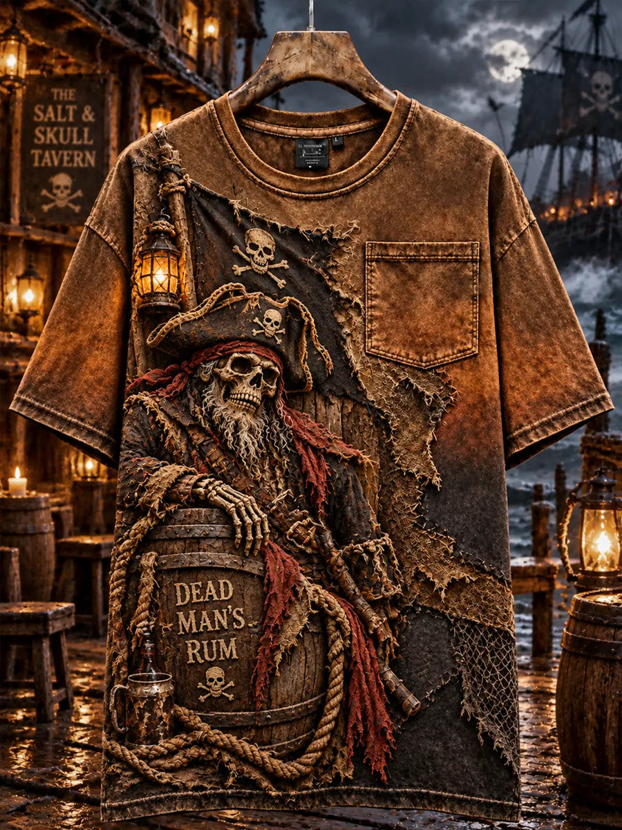 Men’s Pirate Rum Nautical Graphic Pocket T-Shirt