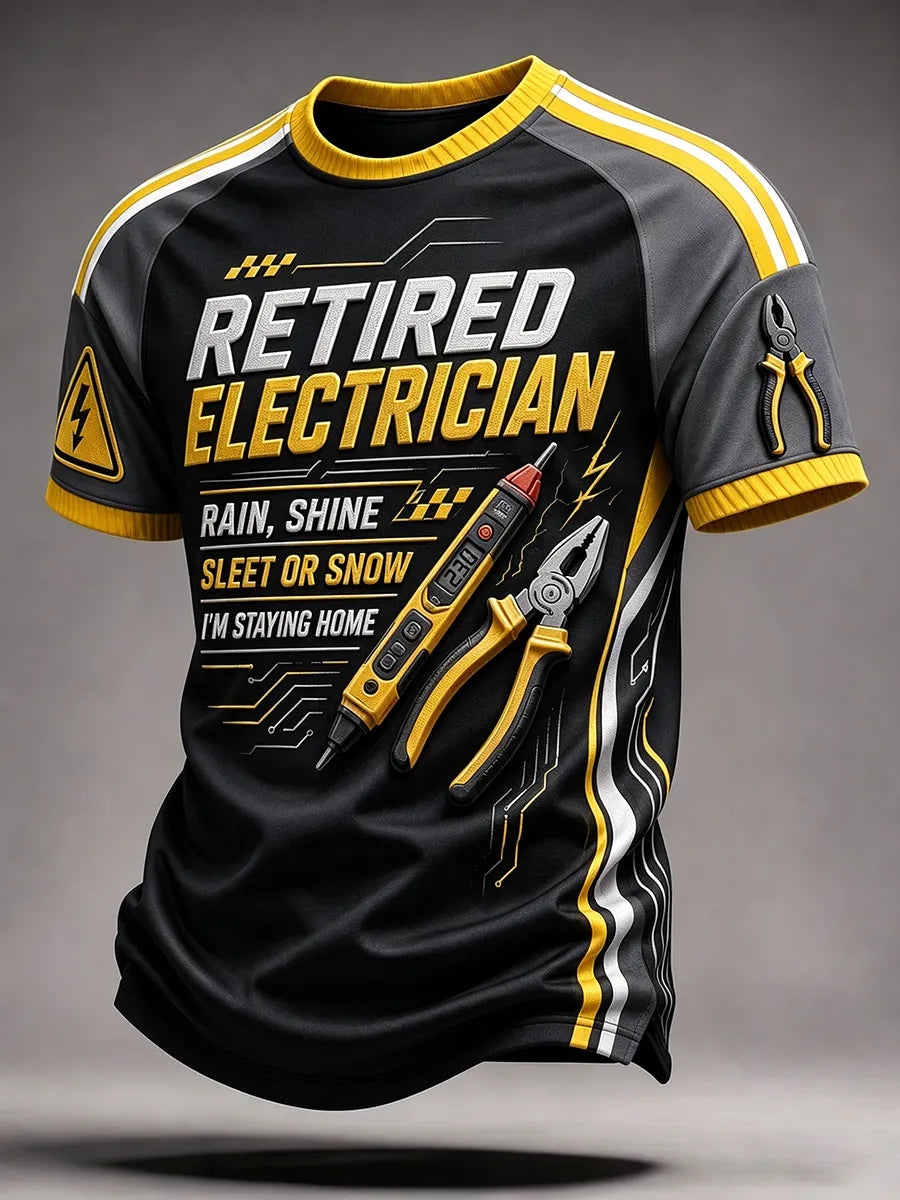 Men’s Retired Electrician Utility-Style Crew Neck T-Shirt