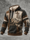 Men's Retro Faith Hunting Culture Print Casual Hoodie