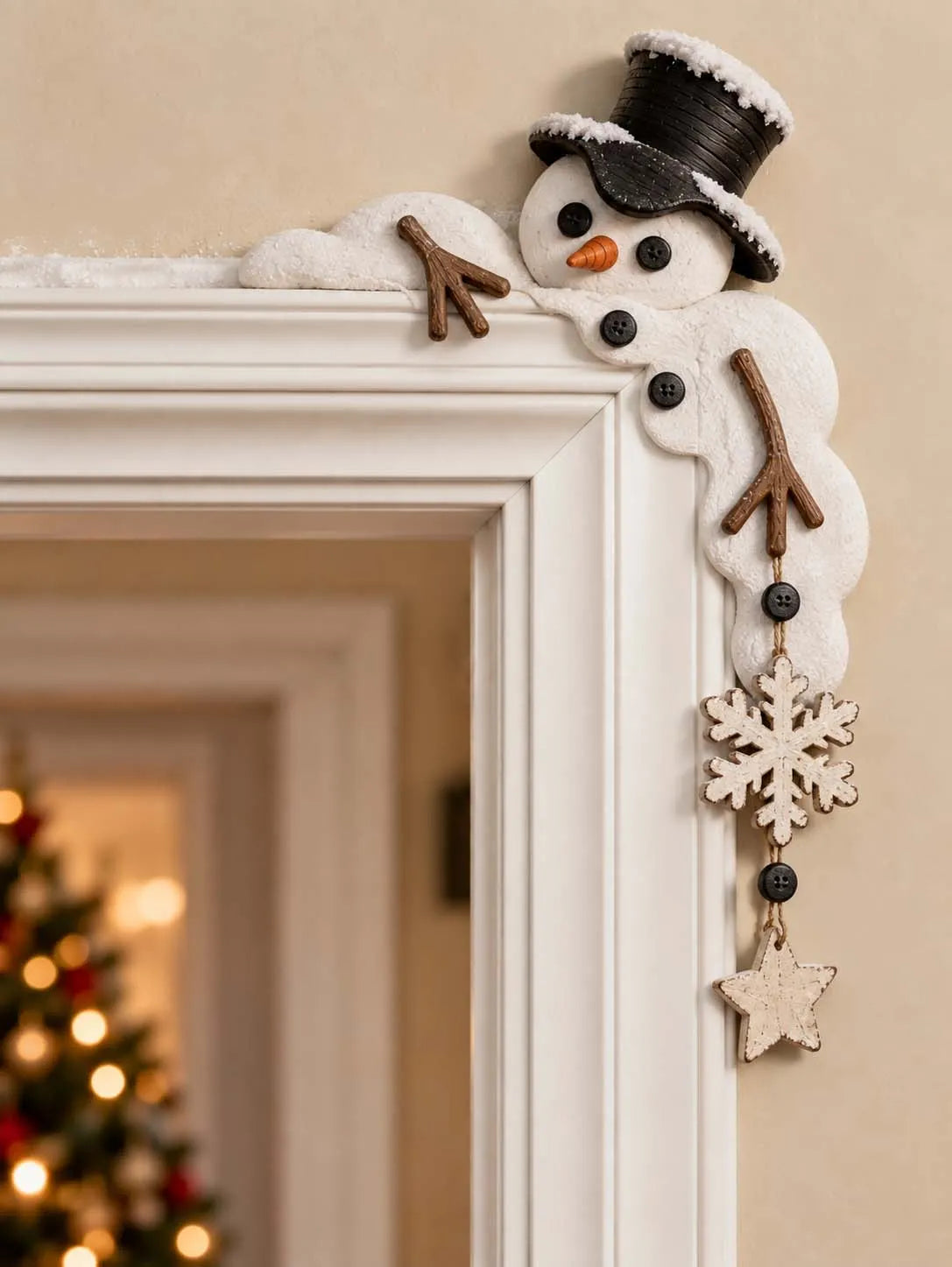 ❄️ Melted Snowman & Snowflake Dangle Door Corner Topper ⛄