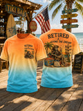 Men's Retired Skull Print Casual T-shirt