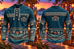 Men's Tropical Pirate Geometric Lace-Up Long Sleeve Shirt