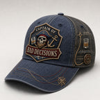 Captain of Bad Decisions Vintage Washed Baseball Cap for Men