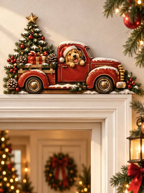 Christmas Truck Door Topper – Puppy & Tree Holiday Decor