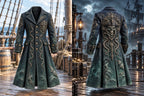 Men's Vintage Pirate Skull Art Print Coat