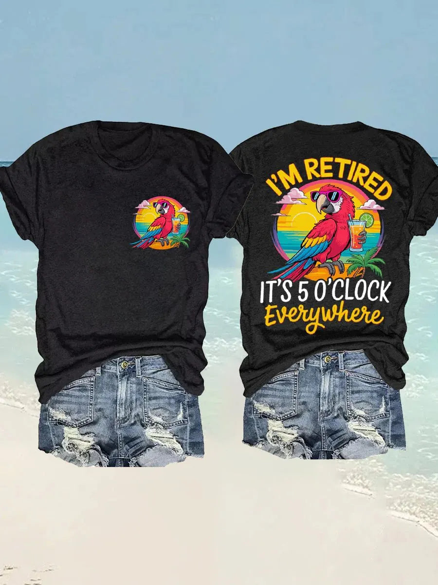 Women's I‘m Retired Resort Hawaiian Printed T-Shirt