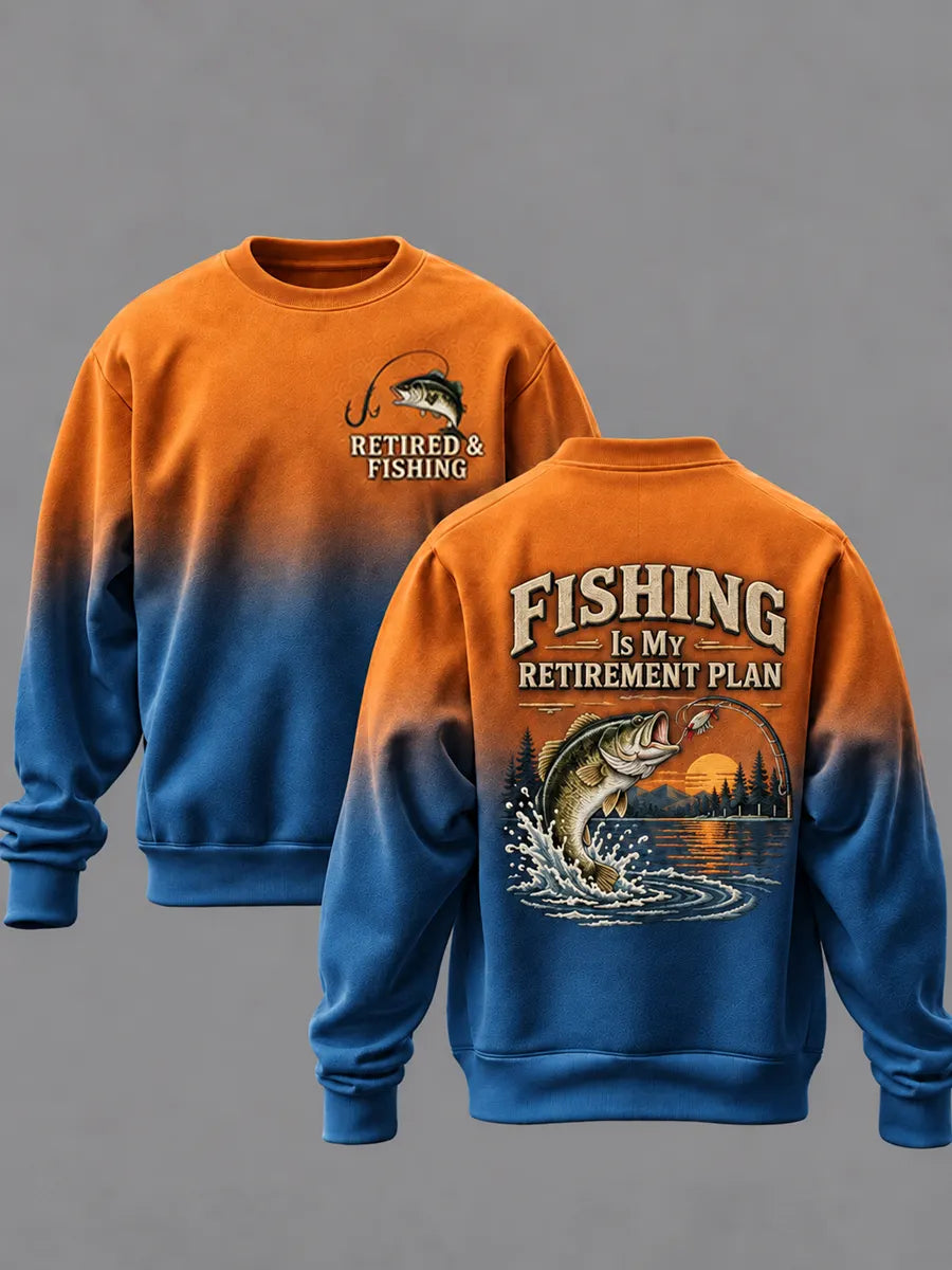 Men's Retro Retired Life Art Print Casual Sweatshirt