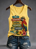 Women's No Working During Drinking Hours Print Casual V-Neck Vest