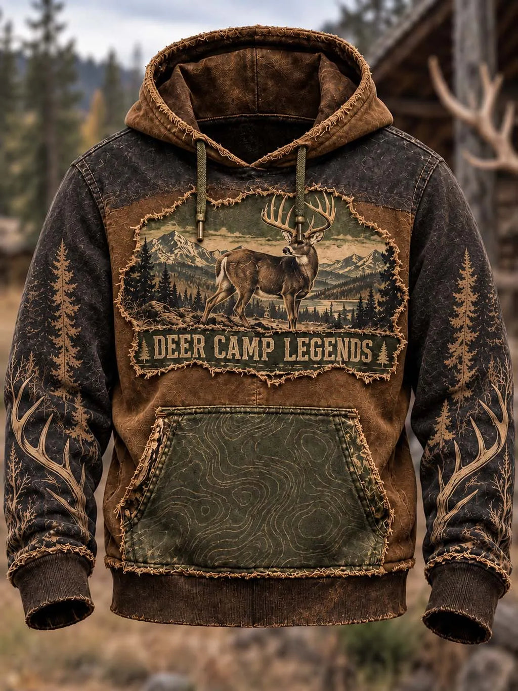 🦌🏔️ Deer Camp Legends Buck Mountain Contour Hoodie