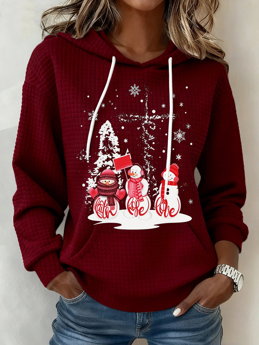 Women's Casual Christmas Faith Print Hoodie