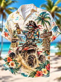 🏴‍☠️🏍️ Retired Pirate ATV Riding Aloha Shirt | Funny Skeleton Beach Vacation Hawaiian Shirt