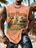 Men's I'm Retired It's 5 O'clock Everywhere Parrot Print Casual Shorts Vest