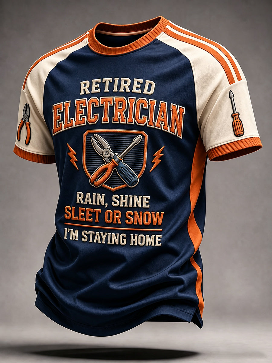 Men’s Retired Electrician Graphic Crew Neck T-Shirt