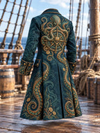 🐙 Men's Kraken Tentacles & Skull Compass Pirate Coat