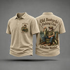 Men's Funny Old Bastards Fishing Club Lifetime Member Print Casual Polo Shirt