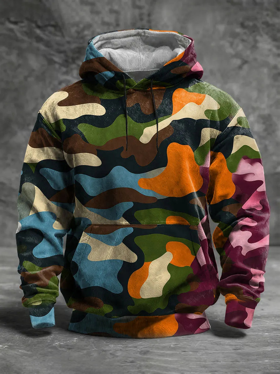 Men's Camouflage Oversized Drop-Shoulder Hoodie With Pockets