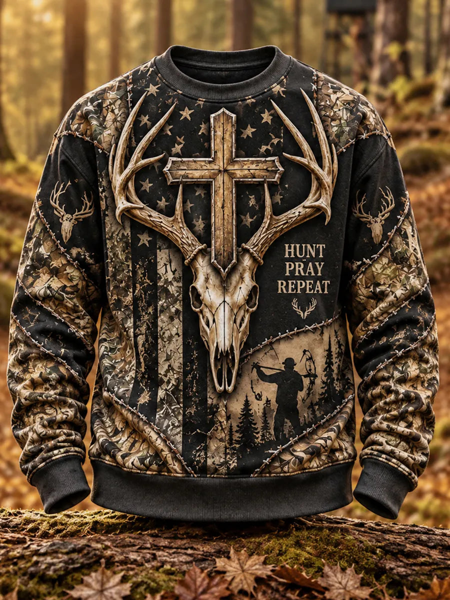Retro Deer Hunting Art Print Sweatshirt