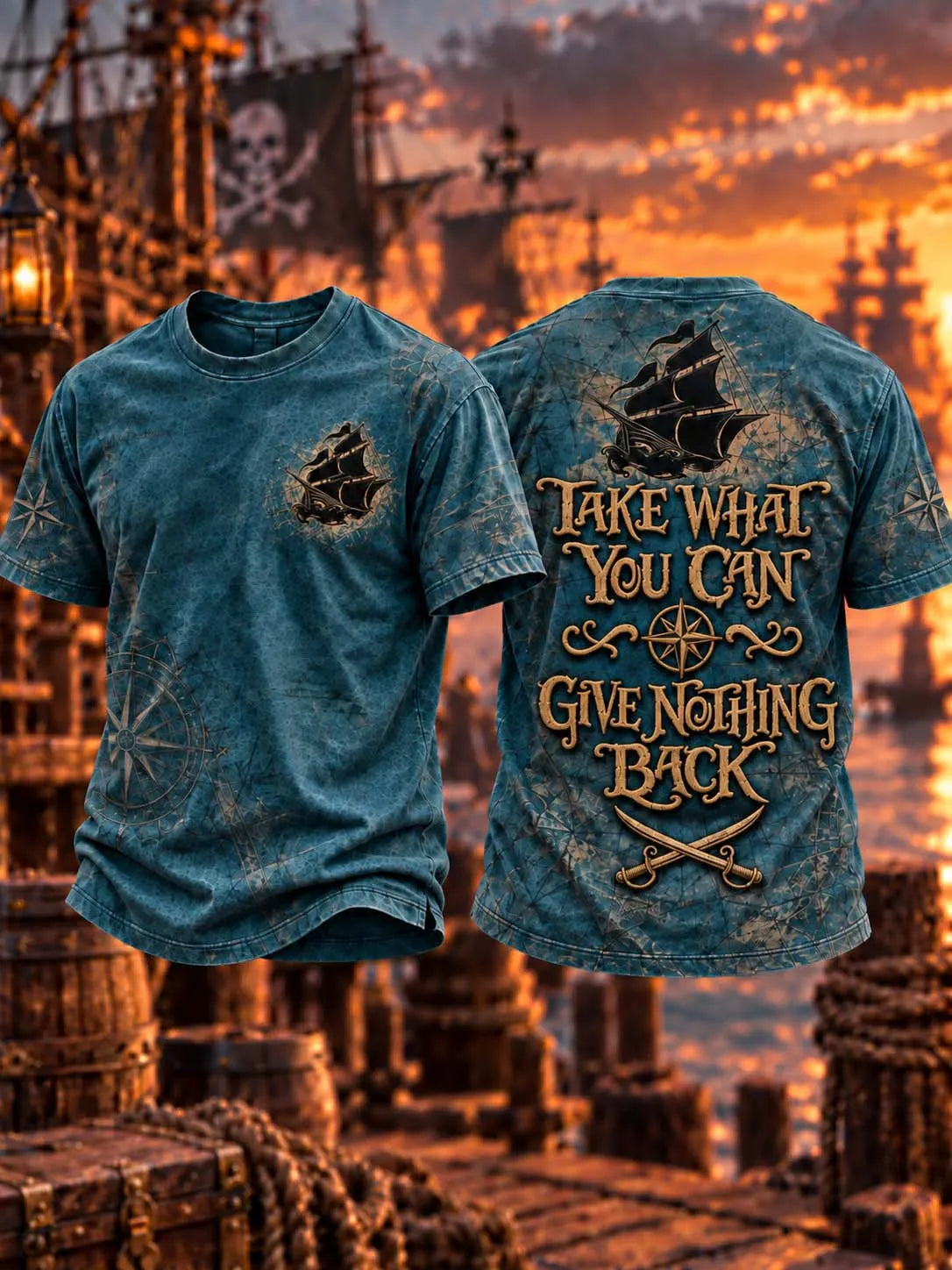 🏴‍☠️ ⚓ Pirate Life Take What You Can Give Nothing Back Vintage T-Shirt