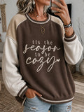 ☕ 'Tis The Season To Be Cozy Embroidery Look Colorblock Sweatshirt