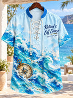 Retired & Off Course Nautical Watercolor Men’s Lace-Up Shirt