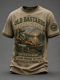 Men's Funny Old Bastards Fishing Club Lifetime Member Print Short Sleeve T-shirt