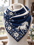 Women's Winter Horse Theme Triangle Scarf – Versatile Everyday & Holiday Accessory