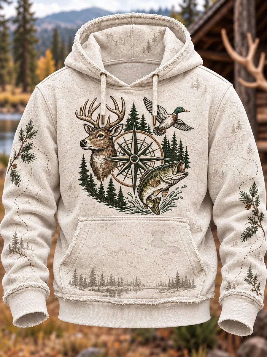 🧭 Compass Wildlife Hunting & Fishing Hoodie