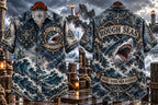 🦈 Rough Seas Make Hard Men Harder Vintage Shark Hawaiian Shirt